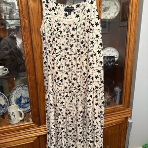 Tribal Black and Cream Floral Midi Dress